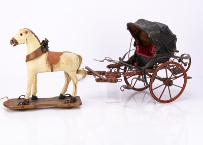 Lot 484 - A 19th centry doll’s Cabriolet wooden carriage