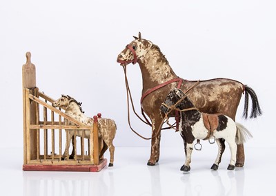 Lot 485 - Three skin covered toy horses