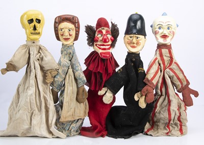 Lot 548 - Five 20th century professional Punch & Judy puppets from the Vic Taylor and Billy Norman collection