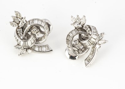 Lot 268 - A pair of white gold Art Deco style diamond ear clips