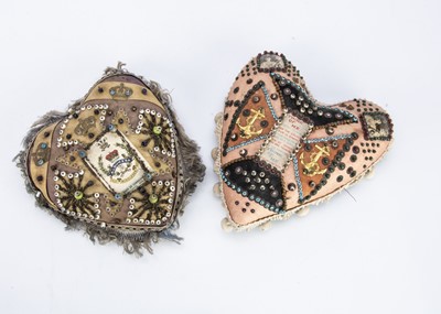 Lot 570 - Two 1st World War sweetheart heart-shaped pincushions