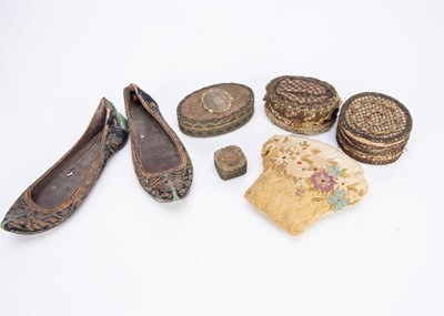 Lot 573 - Four 1920-30s textile and card boxes