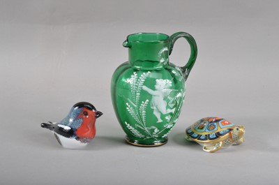 Lot 31 - A Mary Gregory green glass jug