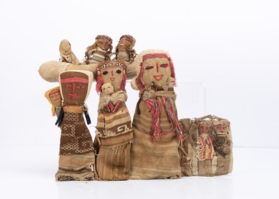 Lot 591 - Peruvian Chancay cloth burial dolls