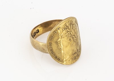 Lot 272 - A George IV half sovereign later set dress ring