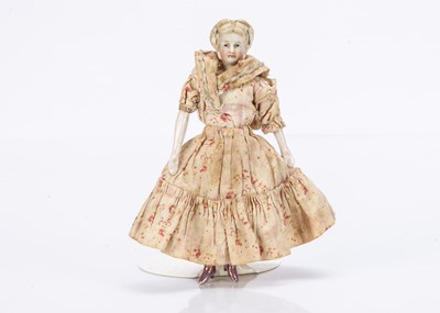 Lot 618 - An unusal 19th century bisque shoulder head dolls’ house doll