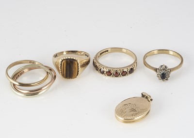 Lot 283 - A collection of four 9ct gold dress rings