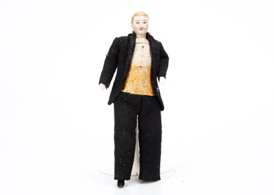 Lot 732 - A German bisque shoulder-head gentleman dolls’ house doll