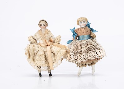 Lot 738 - Two bisque shoulder-head dolls’ house girl dolls