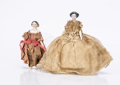 Lot 739 - Two 19th century German china shoulder-head dolls