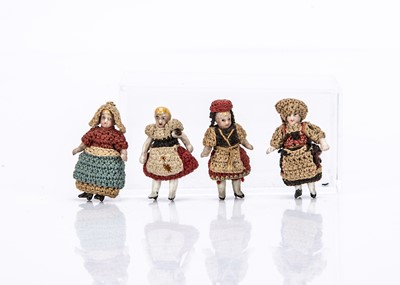 Lot 745 - Four miniature Horn all-bisque girl dolls