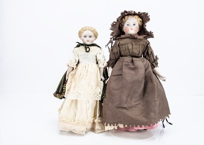 Lot 783 - Two late 19th century bisque shoulder-head dolls