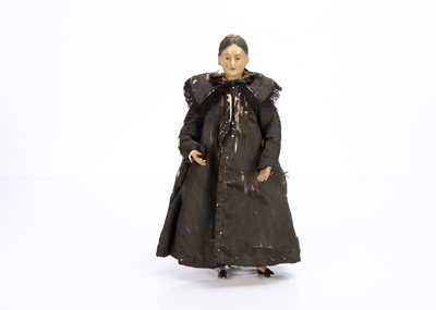 Lot 810 - An19th century Continental wax headed creche figure