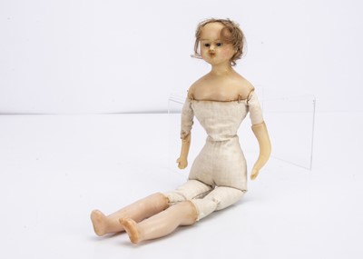 Lot 817 - A 19th century poured wax shoulder-head doll