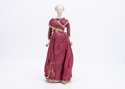 Lot 824 - A rare and fine 19th century Nymphenburg shoulder-head lady doll