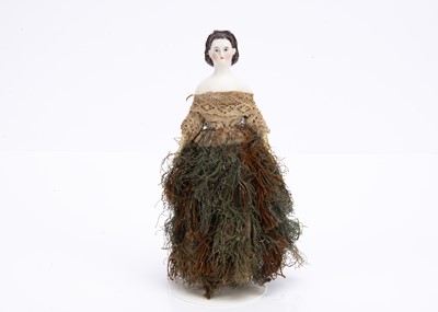 Lot 827 - A fine 19th century small or large dolls’ house bisque shoulder-head doll