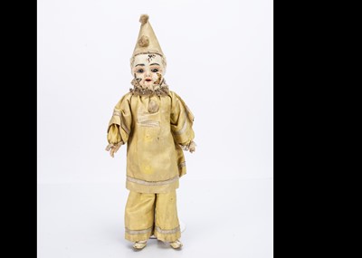 Lot 841 - A French papier-mâché headed white faced clown doll