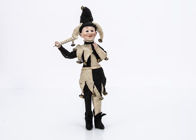 Lot 866 - An unusual character bisque headed jester doll