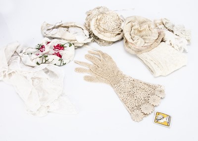 Lot 890 - Three antique babies bonnets