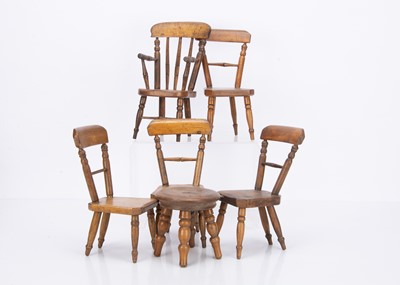 Lot 906 - Five small early 20th century cottage chairs