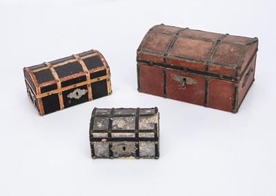 Lot 916 - Three small doll’s trunks