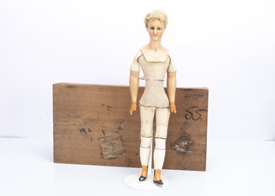 Lot 928 - A late 19th century German wax over composition lady doll