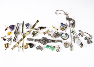 Lot 357 - A collection of silver and costume jewels