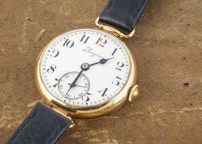 Lot 381 - An early 20th century Longines 18ct gold cased wristwatch