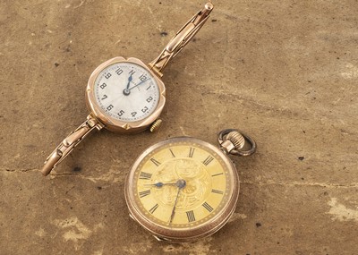 Lot 383 - Two 9ct gold cased watches
