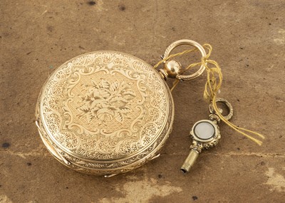 Lot 389 - A late 19th century 18ct gold open faced pocket watch