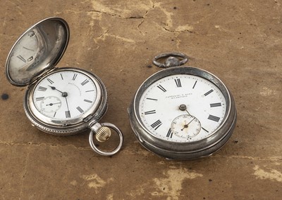 Lot 390 - Two late 19th or early 20th century silver pocket watches