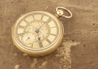 Lot 392 - A late 19th century 18ct gold open faced pocket watch