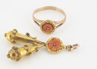 Lot 36 - A 19th Century converted coral and gold pendant