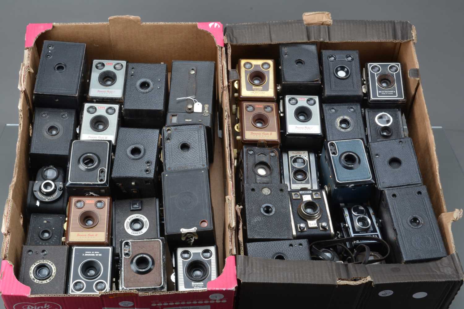 Box Camera Collection Lot 20 - Two Trays of Box Cameras,