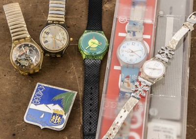 Lot 395 - Five Swatch wristwatches