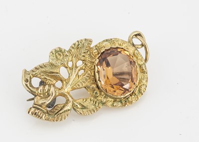 Lot 37 - A 19th Century yellow metal (untested) imperial topaz flower and hand brooch