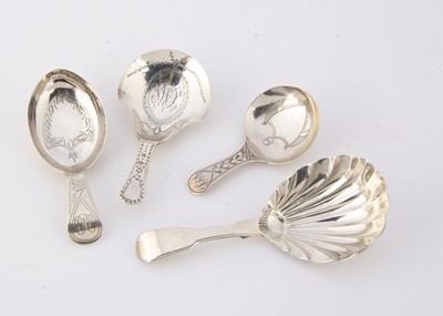Lot 434 - Four Georgian period silver tea caddy spoons