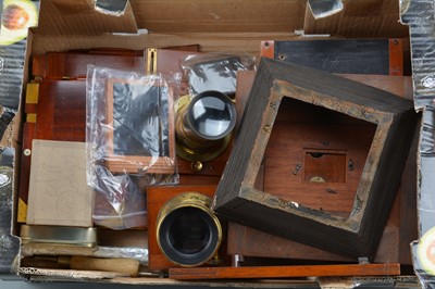 Lot 497 - Mahogany & Brass Camera Parts