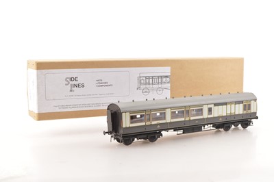 Lot 124 - Side Lines Kit Built Finescale 0 Gauge LNWR Elliptical brown & white lined All 1st side Corridor Brake end Passenger coach