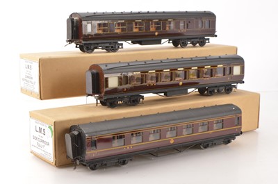 Lot 156 - Exley K5 0 Gauge trio of restored LMS side corridor coaches