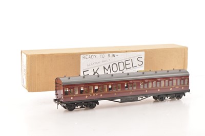 Lot 165 - E.K Models Scratch/ Kit-built 0 Gauge Finescale Period 3 Stanier 57ft LMS maroon lined Suburban all 1st/3rd coach