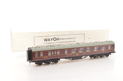 Lot 171 - Way0H Model Railways Kit/scratch Professionally Built Finescale 0 Gauge period 3 LMS Maroon 12-wheel Corridor 1st/3rd Kitchen/Restaurant (Dining) Car.