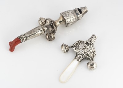 Lot 457 - Two Victorian silver baby's rattles