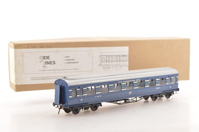 Lot 175 - Side Lines Kit Built Finescale 0 Gauge 57ft LMS Coronation Scot blue lined with silver stripes Restaurant All 3rd coach.