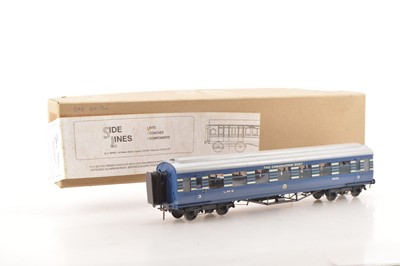 Lot 177 - Side Lines Kit Built Finescale 0 Gauge 57ft LMS Coronation Scot blue lined with silver stripes Restaurant All 3rd coach.