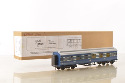 Lot 196 - Side Lines Kit Built Finescale 0 Gauge 57ft LMS Coronation Scot blue lined with silver stripes All 1st Corridor coach.