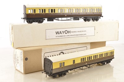 Lot 214 - Way0h Models Kitbuilt Finescale 0 Gauge Collet Bow end GWR Suburban A-Coach set