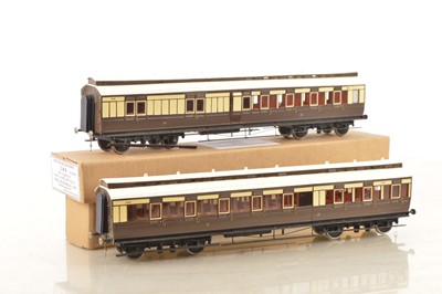 Lot 226 - Western Wagon works Finescale (Pasticard) 0 Gauge Kitbuilt pair of GWR Clerestory roof brown and cream Passenger Coaches