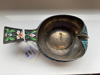 Lot 469 - A late 19th or early 20th century Russian silver and enamel kovsh by Nikolay Strulev
