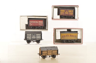 Lot 321 - Finescale Kitbuilt Slaters and Powsides O Gauge Private Owner Salt Wagons (5)